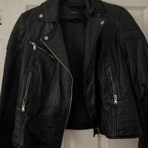 Black Leather biker jacket size 14